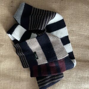 J. Crew Vintage Striped Knit Scarf in Black, Cream, and Burgandy